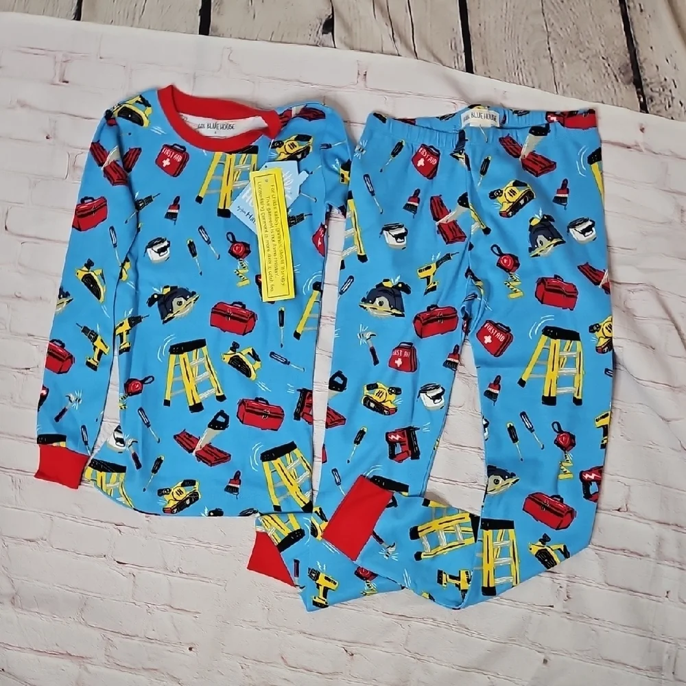 Little Blue House by Hatley Handyman 2 piece Kids Cotton Pajama Set NWT Size 8